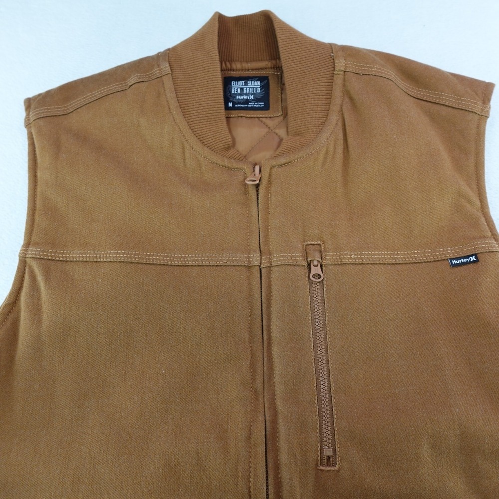 NWT Elliot Sloan/ Ben Grillo Hurley Vest Mens Brown Canvas Pocket Street Dragon - Picture 2 of 16